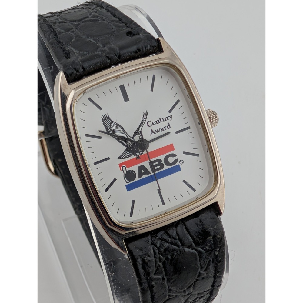 American Bowling Congress ABC Century Award Men's Watch Leather Band New Battery
